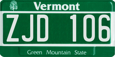 VT license plate ZJD106