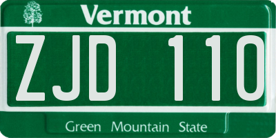 VT license plate ZJD110