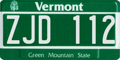 VT license plate ZJD112