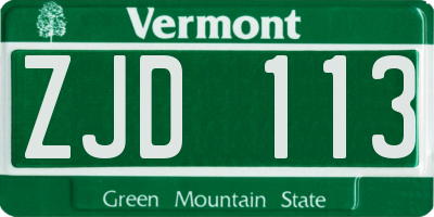 VT license plate ZJD113