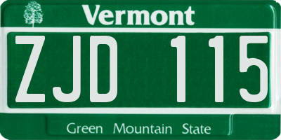 VT license plate ZJD115