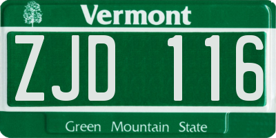 VT license plate ZJD116