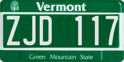 VT license plate ZJD117