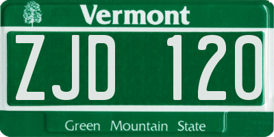 VT license plate ZJD120