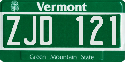 VT license plate ZJD121