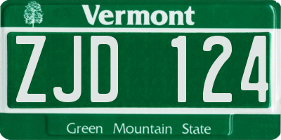 VT license plate ZJD124