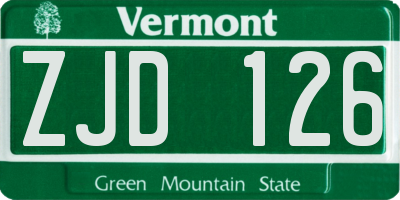VT license plate ZJD126