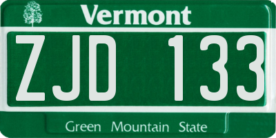 VT license plate ZJD133