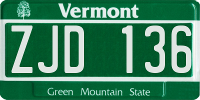 VT license plate ZJD136