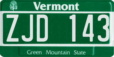 VT license plate ZJD143