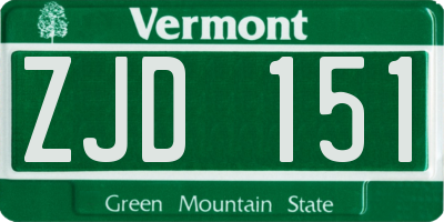 VT license plate ZJD151