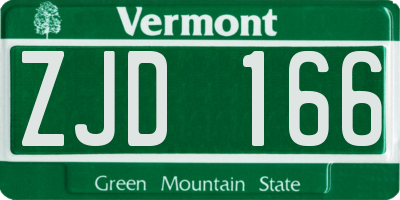 VT license plate ZJD166