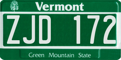 VT license plate ZJD172