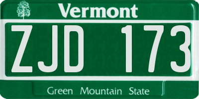 VT license plate ZJD173