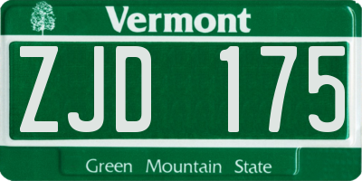 VT license plate ZJD175