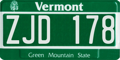 VT license plate ZJD178