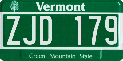 VT license plate ZJD179