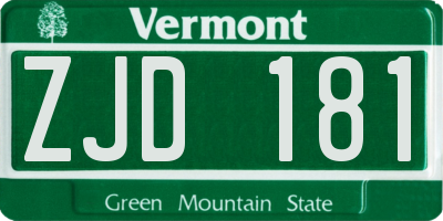 VT license plate ZJD181