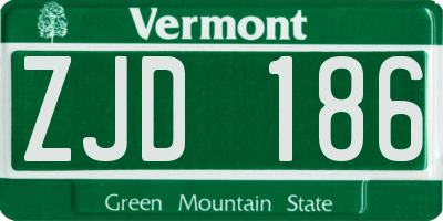 VT license plate ZJD186