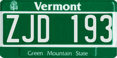 VT license plate ZJD193