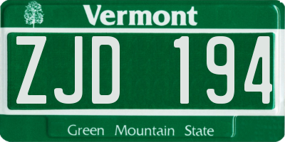 VT license plate ZJD194