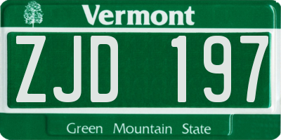 VT license plate ZJD197