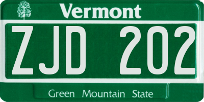 VT license plate ZJD202