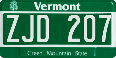 VT license plate ZJD207