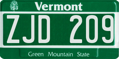 VT license plate ZJD209