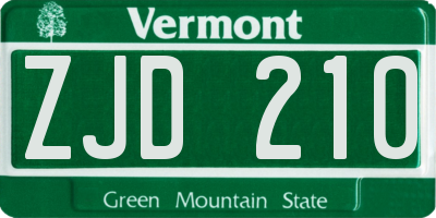 VT license plate ZJD210