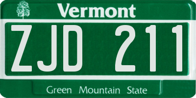 VT license plate ZJD211