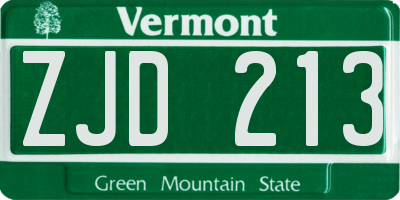 VT license plate ZJD213