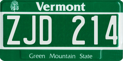VT license plate ZJD214