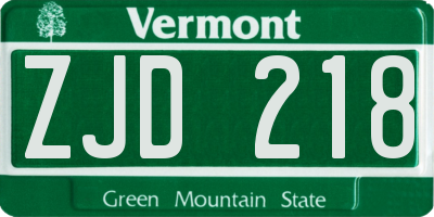 VT license plate ZJD218