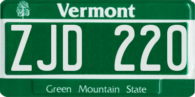 VT license plate ZJD220