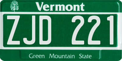 VT license plate ZJD221