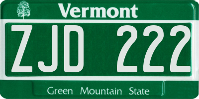 VT license plate ZJD222