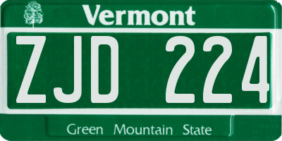 VT license plate ZJD224