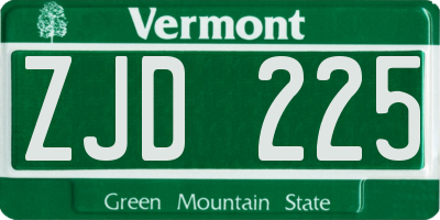 VT license plate ZJD225