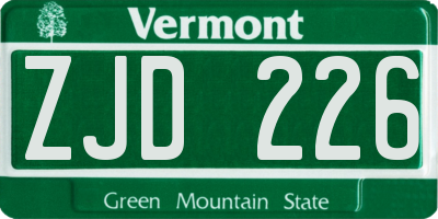 VT license plate ZJD226