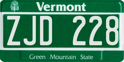 VT license plate ZJD228