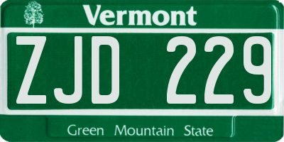 VT license plate ZJD229