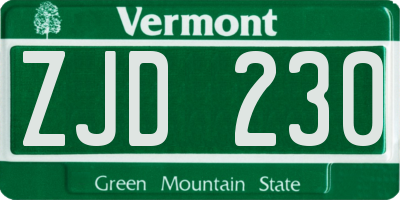 VT license plate ZJD230