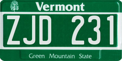 VT license plate ZJD231