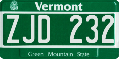 VT license plate ZJD232