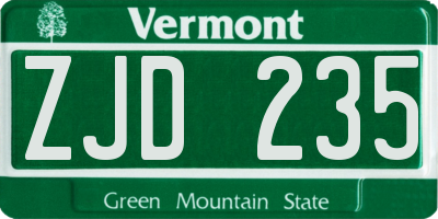 VT license plate ZJD235