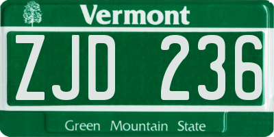 VT license plate ZJD236