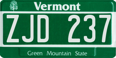 VT license plate ZJD237