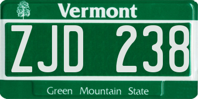 VT license plate ZJD238
