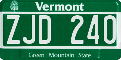 VT license plate ZJD240